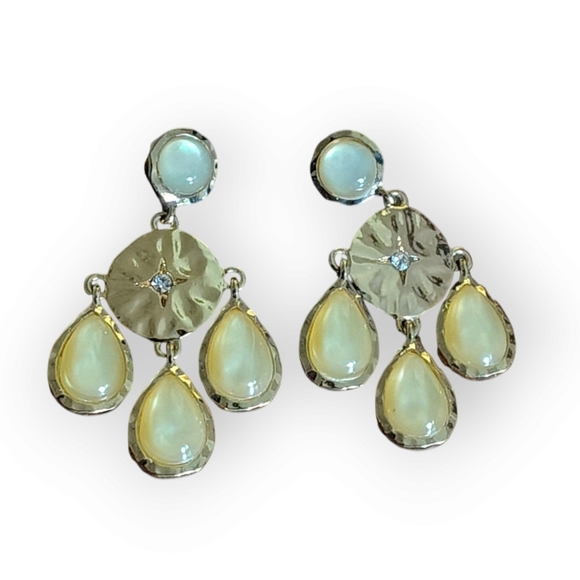 Elegant Gold and Cream Chandelier Earrings - Picture 1 of 3